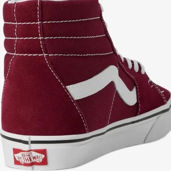 Vans Maroon High-Top Sneakers with White Trim - Picture 2 of 3